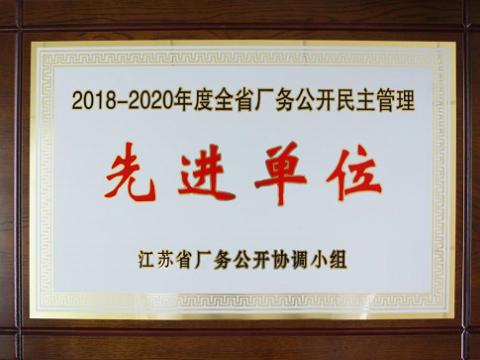 0638太阳集团官网集团喜获“江苏省厂务果真民主治理先进单位”称呼
